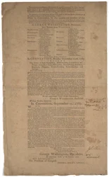 Konstytucja, pierwszy druk, wydrukowana przez Dunlap & Claypoole, 17-19 września 1787 (patrz także GLC 695933, GLC 695934 i GLC 695935)