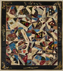 Crazy Quilt, ok. 1875-1900 (jedwab, brokat i aksamit)