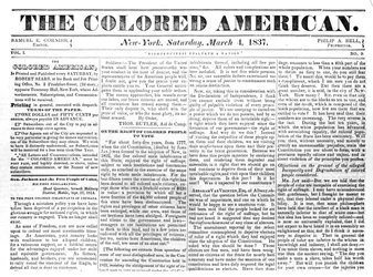 Pierwsza strona „The Colored American”, 4 marca 1867 (druk gazetowy)