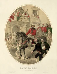 Garibaldi, entrée a Neapol, wyd. 1860 (grawerowanie ręcznie kolorowane)