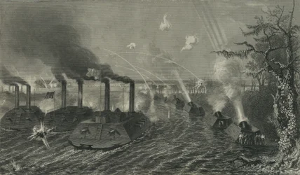 Łodzie strzeleckie i moździerzowe na Missisipi, ok. 1878 r.