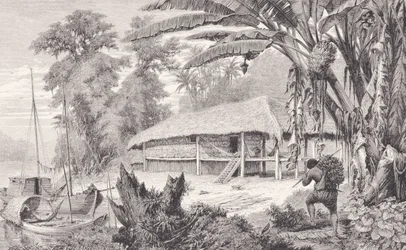 Dom bogatego kolekcjonera indyjskiej gumy, z „Rzek Amazonki i Madery”, Franza Kellera, 1874