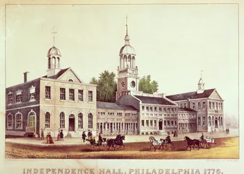 Independence Hall, Filadelfia, 1776, wydany przez Nathaniela Curriera (1813-88) i Jamesa Merritta Ivesa (1824-95)