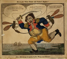 John Bull ukąszony do agonii przez Osę i Horneta, 1813 (ręcznie pomalowany reliefowy krój)