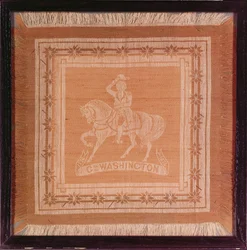 Chustka przedstawiająca Jerzego Waszyngtona (1732-99) na koniu, 1876 (jedwab i bawełna)