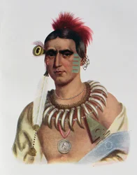 Ma-Has-Kah lub „White Cloud”, wódz stanu Iowa, ilustracja z „The Indian Tribes of North America, Vol.1”, Thomasa L. McKenneya i Jamesa Halla, wyd. przez Johna Granta