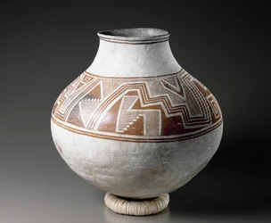 Słoik Mogollon z geometrycznymi wzorami, styl II, 1025-1150 (ceramika z bichromią poślizgową)