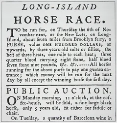 Zawiadomienie o wyścigu konnym na Long Island, z Rivington