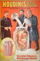 Plakat reklamujący nowy akt Houdiniego (kolor litho)