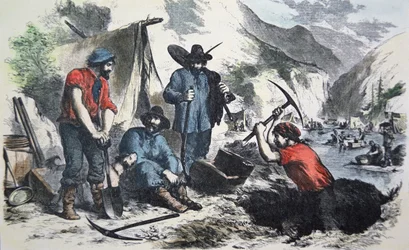 Poszukiwacze podczas kalifornijskiej gorączki złota 1849 (kolor lito)