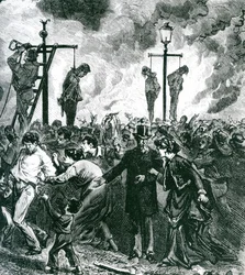 Zamieszki panują podczas Wielkiego Pożaru Chicago w 1871 r