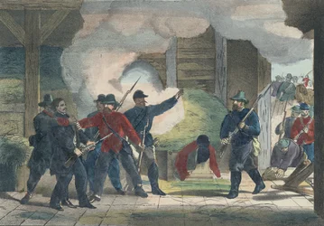 Schwytanie i śmierć mordercy Wilkie Bootha, ok. 1865