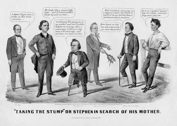 Zabranie kikuta, czyli Stephen w poszukiwaniu matki, opublikowane przez Currer & Ives, Nowy Jork, 1860