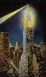Chrysler Building nocą, Nowy Jork, ok. 1929 r. (pocztówka)