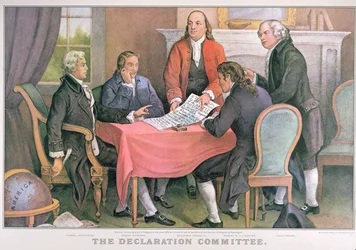 Komitet Deklaracji, opublikowany przez Currier & Ives, Nowy Jork (kolor lito)