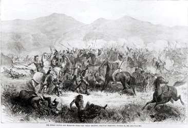 Indyjska bitwa i masakra w pobliżu Fort Philip Kearney, terytorium Dakotah, 21 grudnia 1866 r.