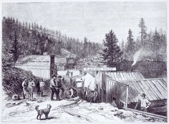 Wojna z Indianami, Deadwood City, Black Hills of Dakota, na podstawie fotografii SJ Morrow