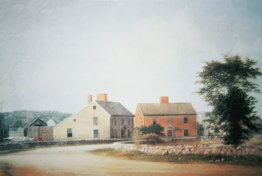 Miejsce urodzenia Johna Adamsa (1735-1826) w Braintree, obecnie Quincy, Massachusetts (kolor lito)