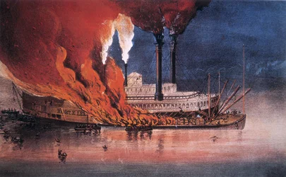 Spalenie „Robert E. Lee” na Missisipi, niedaleko Vicksburg