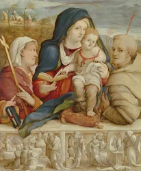 Dziewica z Dzieciątkiem ze św. Heleną i św. Franciszkiem (olej na płycie)