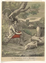 Syn marnotrawny w nędzy (chciałby napełnić swój brzuch łuskami, które zjadały świnie - Św. Łukasz 15 Rozdz. 16v)