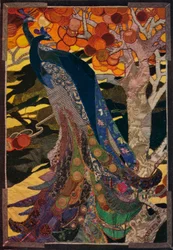 Panel z pawiem w patchworku, ok. 1920