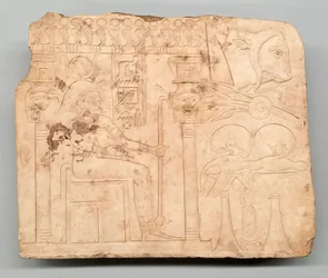 Praca próbna artysty: Hathor w świątyni, ofiary, głowa wołu
