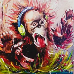 Pełen energii orangutan