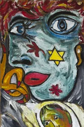 BLUE GIRL WITH STAR OF DAVID, 2012 (akryl na płótnie jutowym naciągniętym na drewnianą ramę)