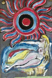 NAKED LYING IN THE SUN, 2012 (akryl na płótnie jutowym naciągniętym na drewnianą ramę)
