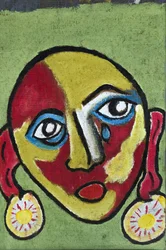 OUTRAGE: TEARFUL FACE, 2012 (akryl na płótnie jutowym naciągniętym na drewnianą ramę)