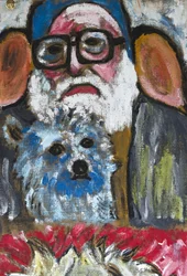 PORTRET Z LISĄ, 2012 (akryl na płótnie jutowym naciągniętym na drewnianą ramę)