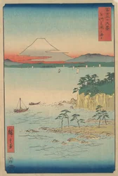 Fuji z Miury, Sagami Soshu Miura no Kaijo, z serii Trzydzieści sześć widoków na górę…, 1858.