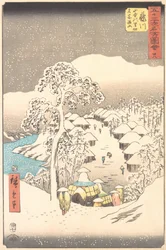 Fujikawa, wioska w górach, dawniej nazywana Miyajiyama, 1855., 1855.