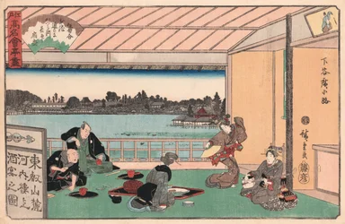 Przyjęcie z drinkami w restauracji autorstwa Ando Hiroshige