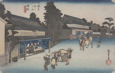 Narumi #41 (z serii "Pięćdziesiąt trzy stacje Tokaido"), ok. 1833-34 (kolorowy drzeworyt)