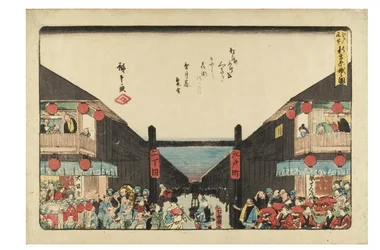 Shin Yoshiwara Niwaka Festival z serii Słynne miejsca w Edo, ok. 1840-1844 (drzeworyt na papierze)