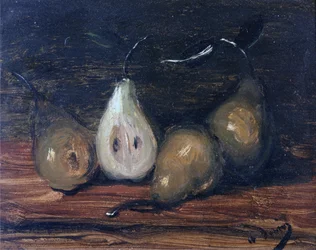 Martwa natura z gruszkami (olej na panelu)