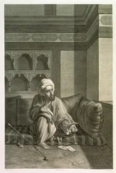 Astronom, z tomu II Kostiumy i portrety z "Opisu Egiptu", rytowane przez Etienne Frederic Lignon (1779-1833), opublikowane na polecenie Napoleona, 1822.