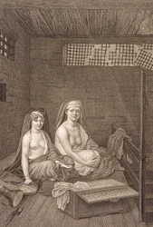 Tancerze publiczni, z tomu II Kostiumy i portrety „Opis Egiptu”, rytowane przez Jean Baptiste Massard, wyd. pod rozkazami Napoleona, 1822