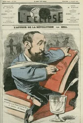 Karykatura Julesa Claretie (1840-1913), francuskiego powieściopisarza, dramaturga i krytyka. Okładka w „” L
