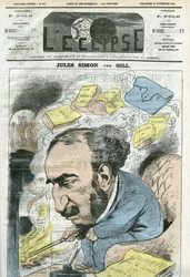 Karykatura Julesa Simona (1814-1896), polityka, historyka filozofii, filozofa, eseisty francuskiego. Okładka w „” L
