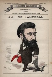 Karykatura Jeana Marie Antoine de Lanessana (1843-1919) angielskiego męża stanu z „Les Hommes d