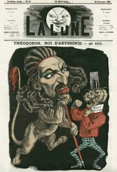 Ilustracja „”Theodorosa, króla Abisynii”””. Karykatura Gilla w „La Lune”, 22 grudnia 1867.