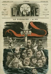 Ilustracja gazety „Le Corsaire”” i jej felietonistów. Karykatura Gilla, w „La Lune”, 24 listopada