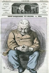 Mały człowiek wciąż żyje, rysunkowy Adolphe Thiers (1797-1877), francuski mąż stanu. Okładka w „” L
