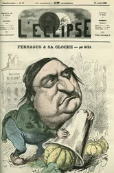 Louis Ulbach dit Ferragus (1822-1889), redaktor naczelny gazety „La Cloche”, francuski pisarz i dziennikarz. Okładka w „” L