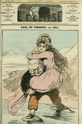 Portret Adolphe Thiersa (1797-1877), francuskiego historyka i polityka, reprezentowanego w „Paul et Virginie” (Republika). Okładka w „” L