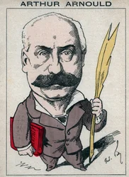 Portret Arthura Arnoulda (1833-1895), francuskiego dziennikarza i polityka, aktywnie uczestniczył w Komunie Paryskiej - Karykatura Andre Gilla w „Les Hommes d