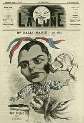 Portret Celestyny Galli-Marie (Galli Marie) (1840-1905), francuskiej śpiewaczki dla Opera-Comique. Karykatura Gilla, w „La Lune”, 1 grudnia